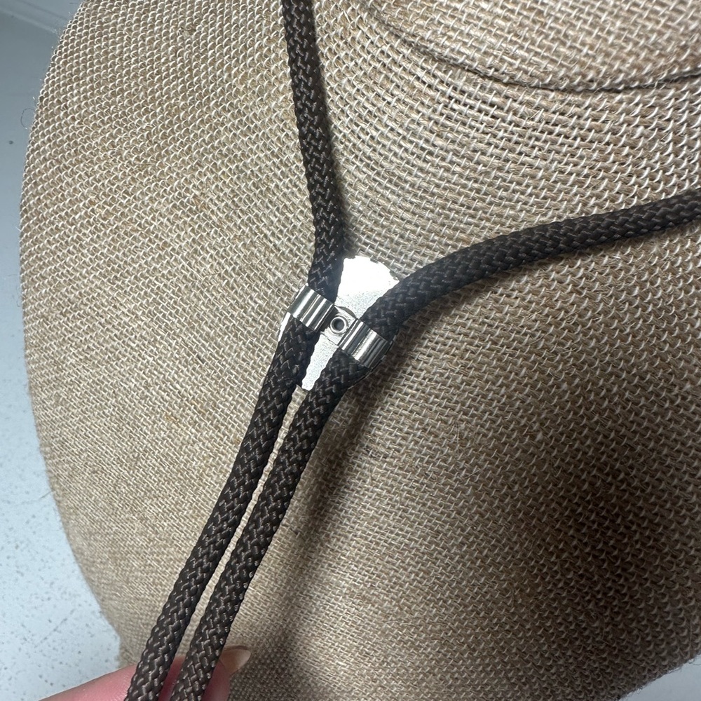 Vintage Bolo Tie Brown Agate Stone Western Necklace Cowboy Rodeo Unisex - Picture 4 of 4